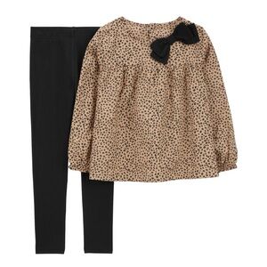 Carter’s Baby Girl Leopard Print Top and Black Leggings Set